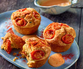 Tomaten-Zucchini-Muffins mit Käsecreme