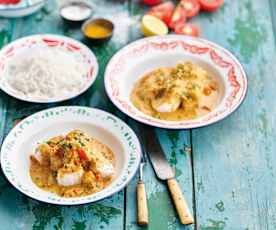 Pescada com molho de tomate fresco