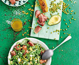 Salada de pêssego com presunto