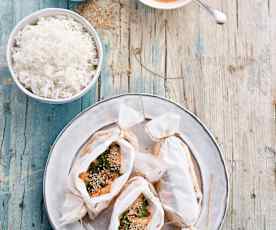 Salmão a vapor com molho agridoce