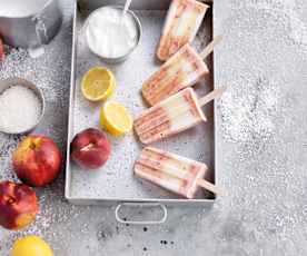 Sorvete de pêssego e leite de coco