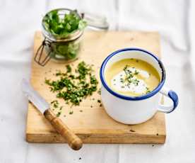 Creme de couve-flor, caril e leite de coco