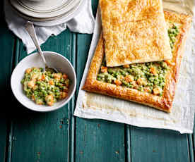 Folhado de ervilhas e batata-doce