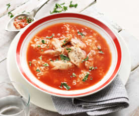Soupe de tomates au poulet et aux pâtes