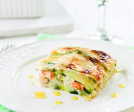 Lasanha de curgete e bacalhau