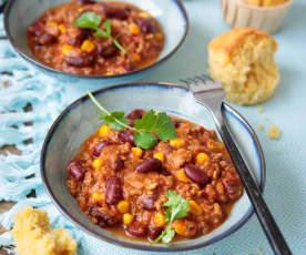 Menu pais e filhos: Chili de carne com muffins de milho