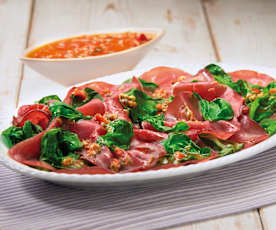 Bresaola con spinaci e bietoline