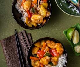 Sweet and sour chicken with rice
