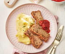 Hirse-Kichererbsen-Braten mit Kartoffelpüree