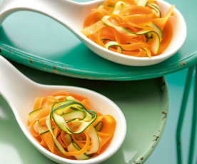 Steamed carrot and zucchini tagliatelle