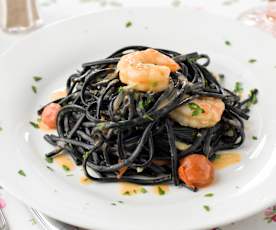 Spaghetti noir aux gambas