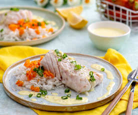 Dorsz w sosie cytrynowym z musztardą i marchewką