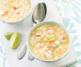 Risoto de caipirinha e vieiras