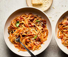 Tomaten-Champignon-Spaghetti
