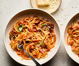 Tomaten-Champignon-Spaghetti