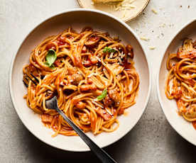Domates ve Mantarlı Spagetti