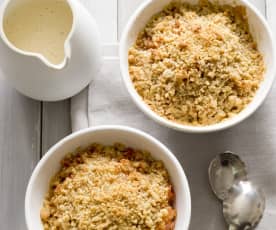 Stewed apples with walnut crumble topping