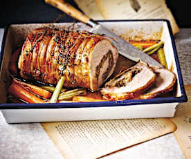 Roast Pork Stuffed with Mushrooms and Garlic Purée