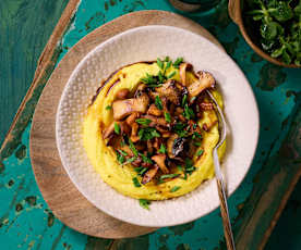 Balsamico-Pilze auf Safran-Püree