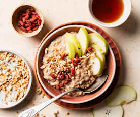Avena vegana con frutas y canela