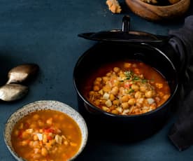 Garbanzos con verduras y arroz