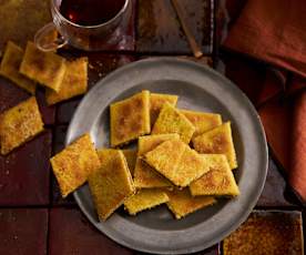 Bolachas de sêmola de milho com recheio de figo e nozes