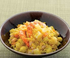 Cous cous di verdure e gamberi