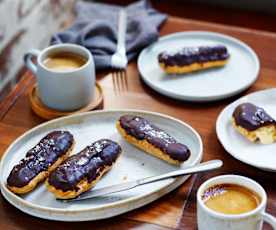 Chocolate miso eclairs