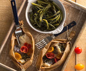 Cuore di merluzzo e contorno di cicoria