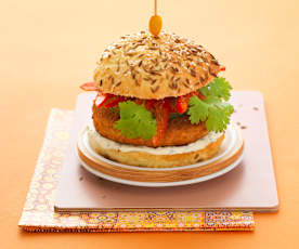 Burger de poulet à l'indienne