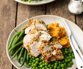 Jerk Chicken with Sweet Potato Mash and Vegetables