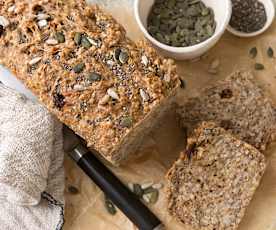 Pan de arroz integral con harina de espelta y semillas