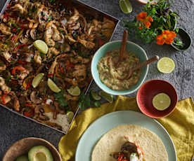 Fajitas de frango com cogumelos