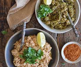 Relleno para tacos de vegetales y pollo