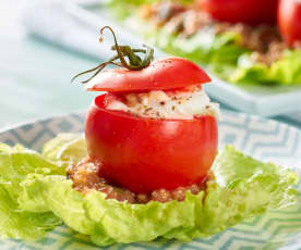 Tomates con burrata y vinagreta de pipas y chía