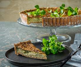 Sellerie-Topfen-Quiche mit Räucherforelle