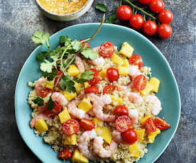 Taboulé de quinoa exotique aux crevettes