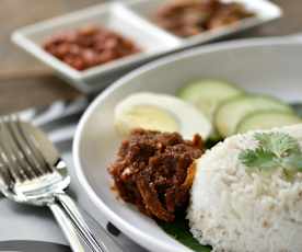 Nasi lemak (coconut rice)