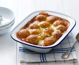 Beef cobbler with polenta dumplings