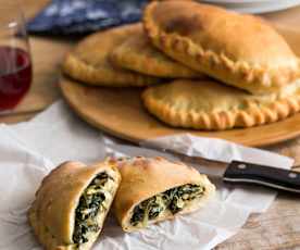 Silverbeet and mushroom calzone