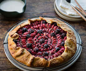 Rhubarb and blackberry breakfast tart