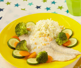 Treska se zeleninou a rýží vařená v páře