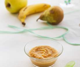Papilla de plátano, pera y manzana