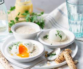 Huevos con salsa a la mostaza