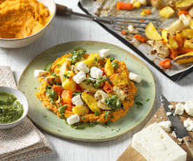 Butternusscreme mit Ofengemüse