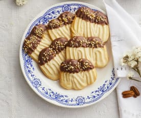 Biscotti spritz al cioccolato e noci pecan