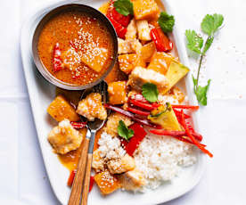 Pescado agridulce con arroz