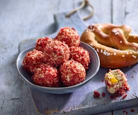 Frischkäsepralinen mit Beef Jerky und Peperoni