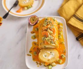 Torta de maracujá, tangerina e kiwi