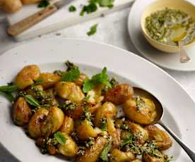 Crispy Smashed Jersey Royals with Salsa Verde